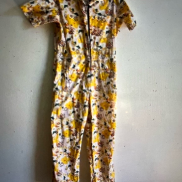 Nooworks Yellow Floral Cotton Front Zipped Jumpsuit - Picture 2 of 9